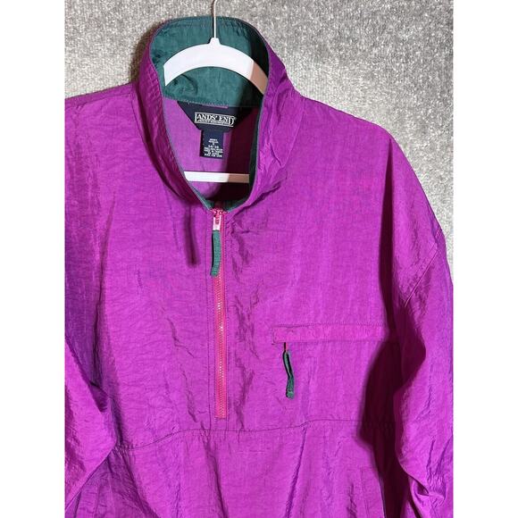 Vintage Lands‎ End Nylon Pullover 1/4 Zip Jacket Unisex Adult Small 34-36 Purple - Picture 4 of 8